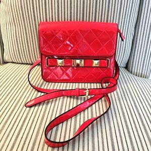 Rare NOATD Women's Red Patent Faux Leather Shoulder Satchel Purse Crossbody Bag